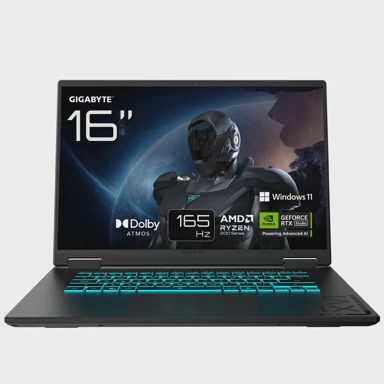 GIGABYTE Laptop Gaming A16 3VH / AMD Ryzen 7 7735HS, 16", FHD 165 Hz, 16 GB RAM, 1 TB SSD, NVIDIA GeForce RTX 5060, Windows 11, crni